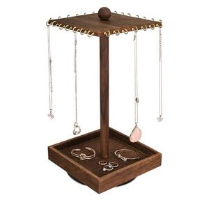 Wooden Rotating Jewelry Organizer Display 16”